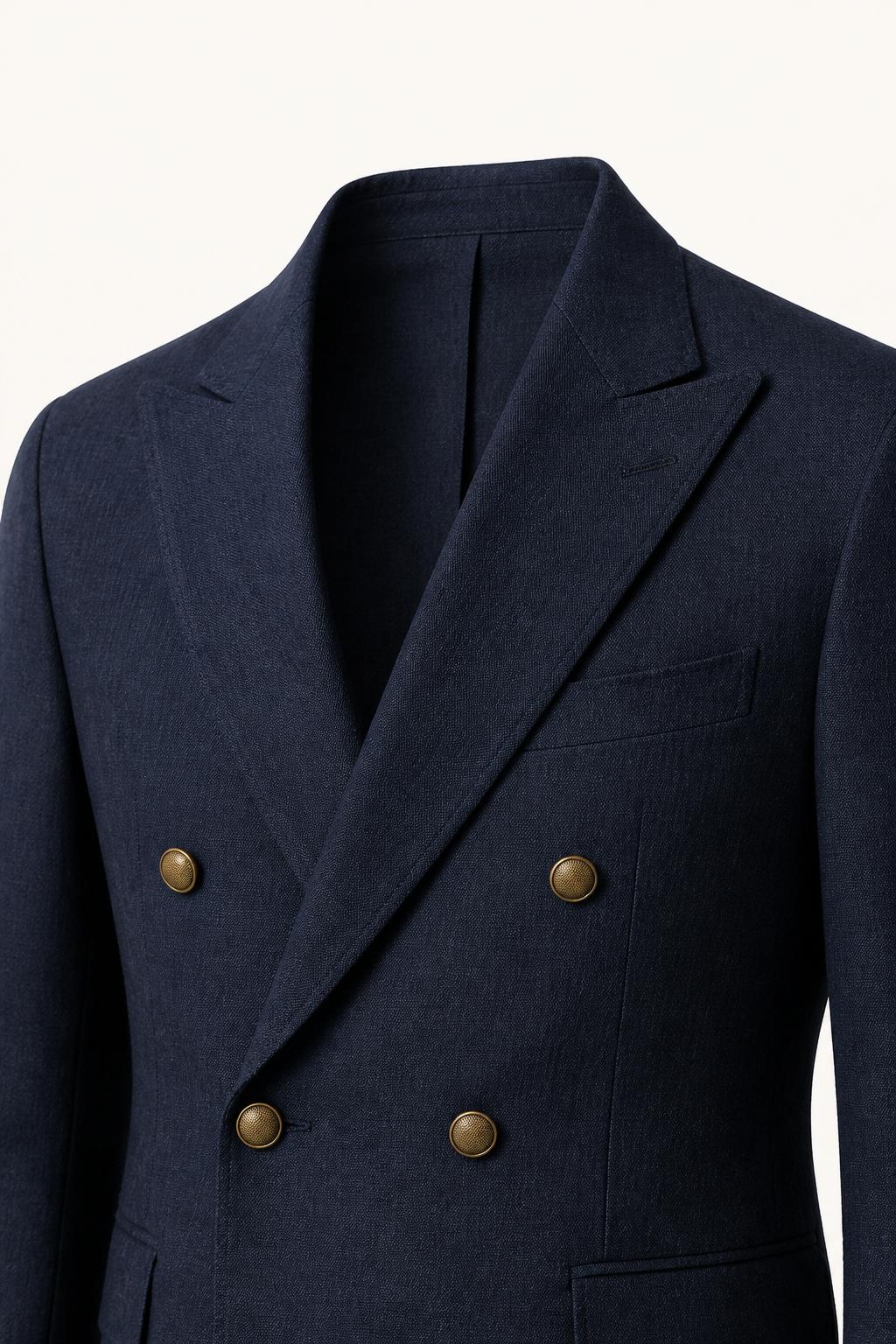 Double-Breasted Linen Blazer detail view