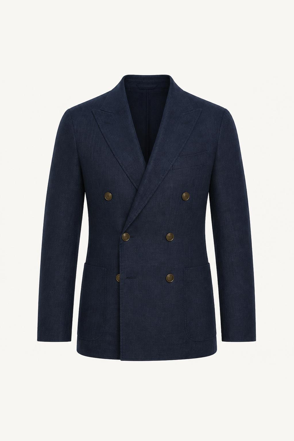 Double-Breasted Linen Blazer front view