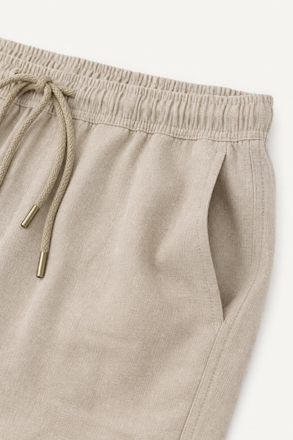 Drawstring Linen Shorts detail view
