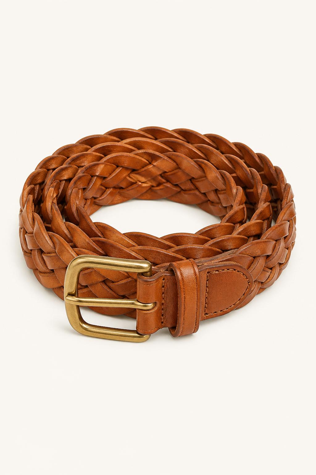 Leather Woven Belt front view