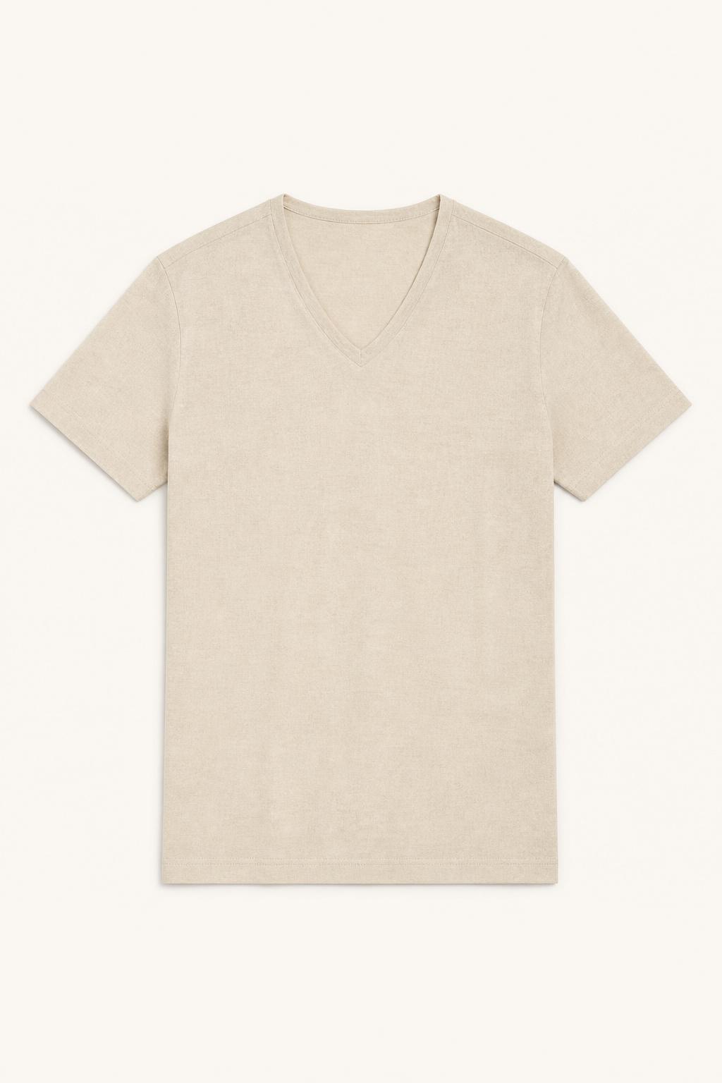 Linen Blend V-Neck Tee front view